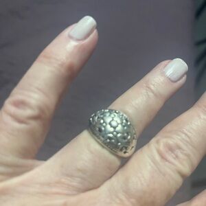 Vintage Sterling Texture Dome Ring Size 6.5